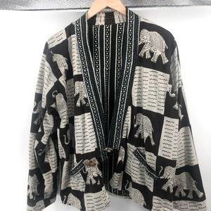 CHICOS BOHO REVERSIBLE JACKET SIZE 2 or 12/14 Womens black/cream